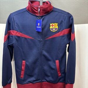 FC Barcelona Youth Full Zipper Track Soccer Jacket Navy YS Grade